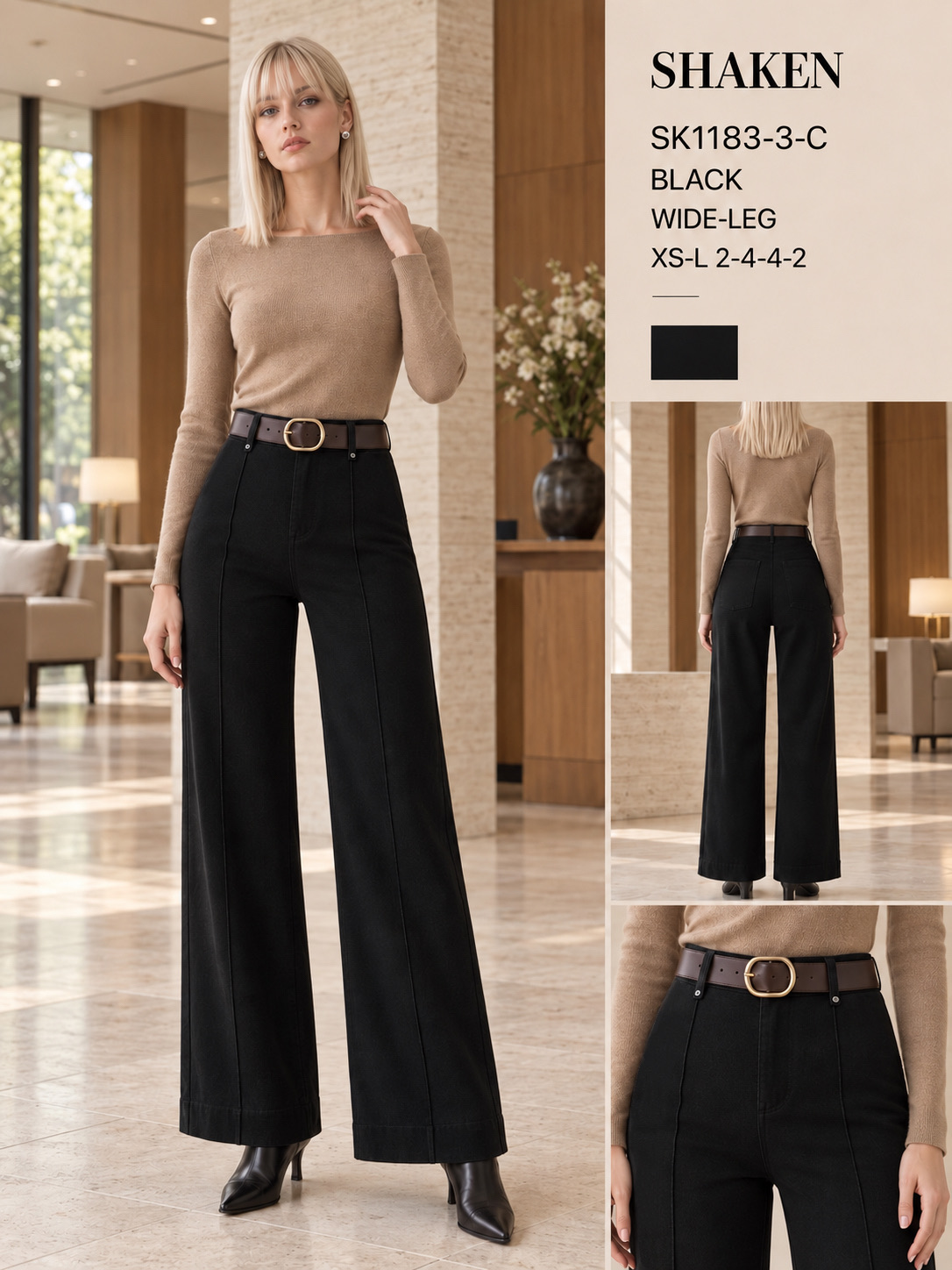 Wide-Leg-Hose mit Gürtel