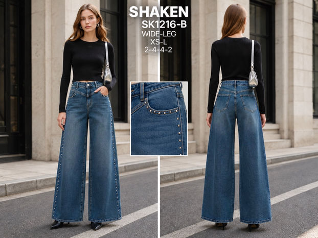 Wide‑Leg Jeans mit Nieten