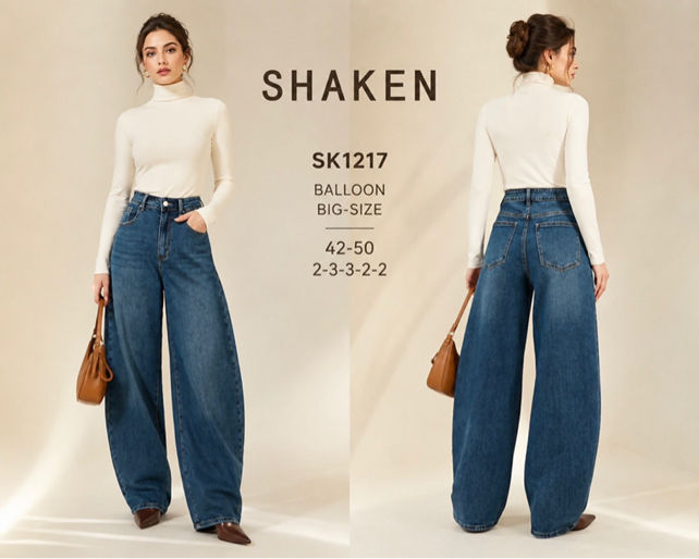 Balloon‑Jeans mit hohem Bund