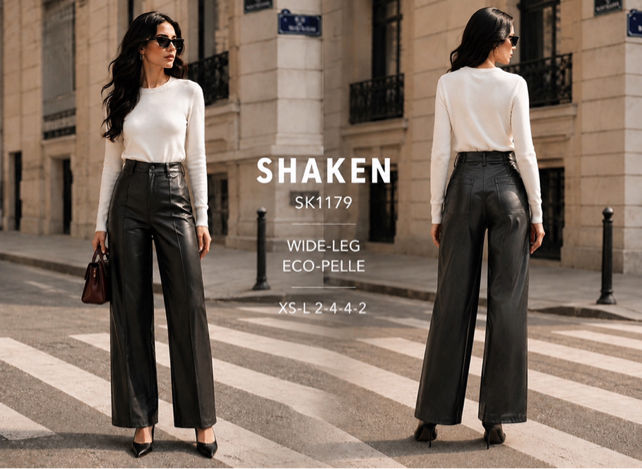 Wide‑Leg Hose aus Kunstleder