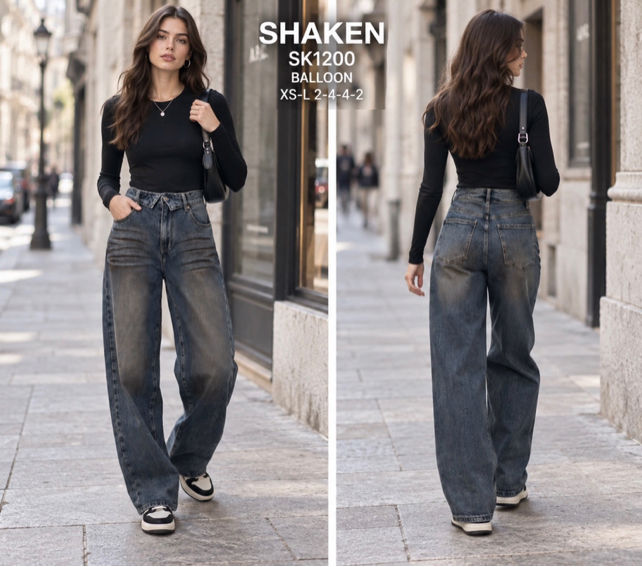 Wide-Leg Balloon-Jeans