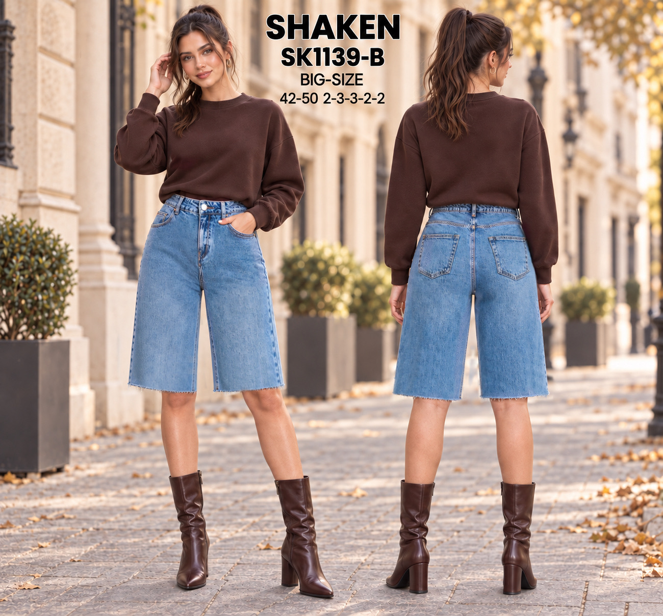 Bermudashorts mit hoher Taille