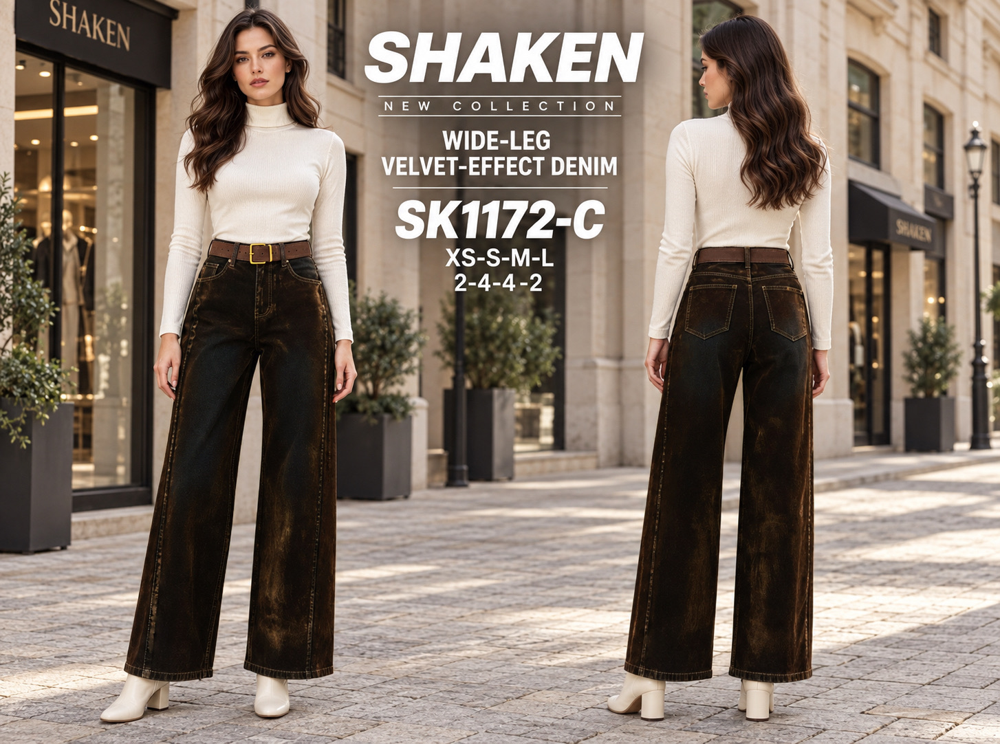 Wide-Leg-Hose mit Gürtel