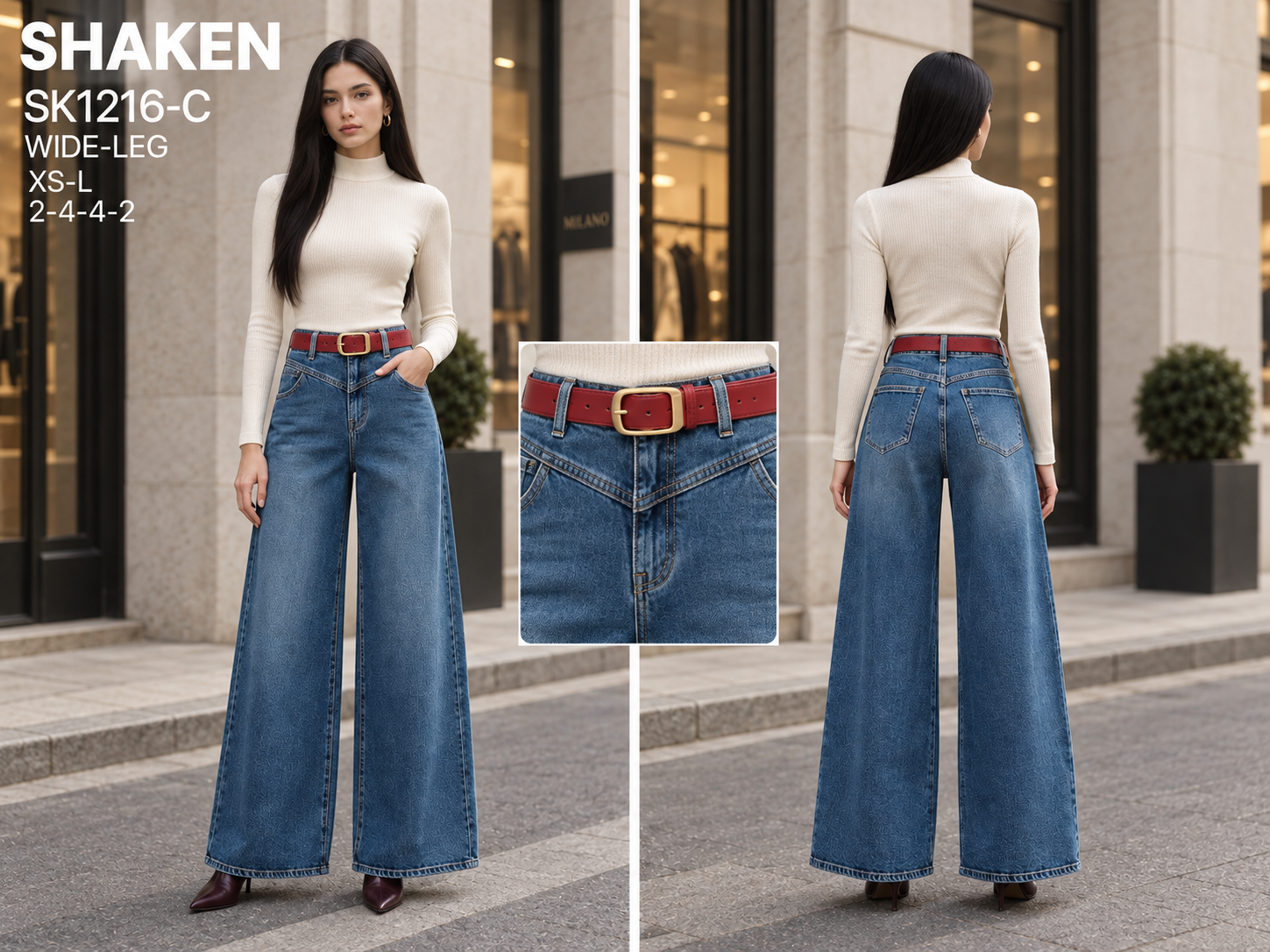 Jeans mit hoher Taille und weitem Bein