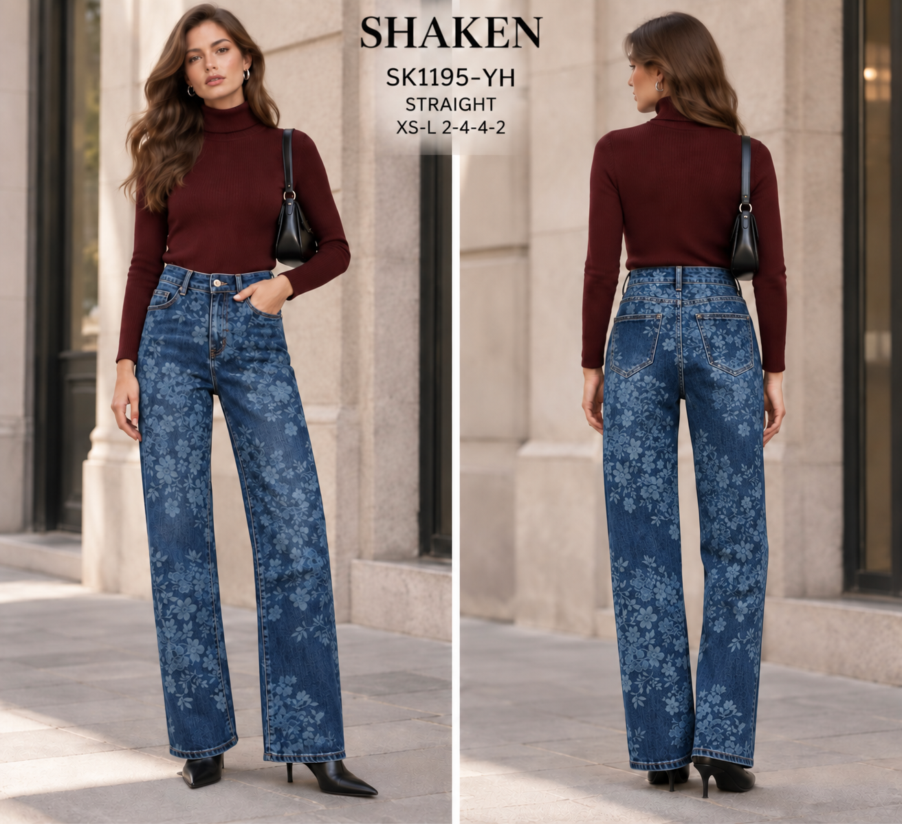 Straight-Jeans mit hohem Bund