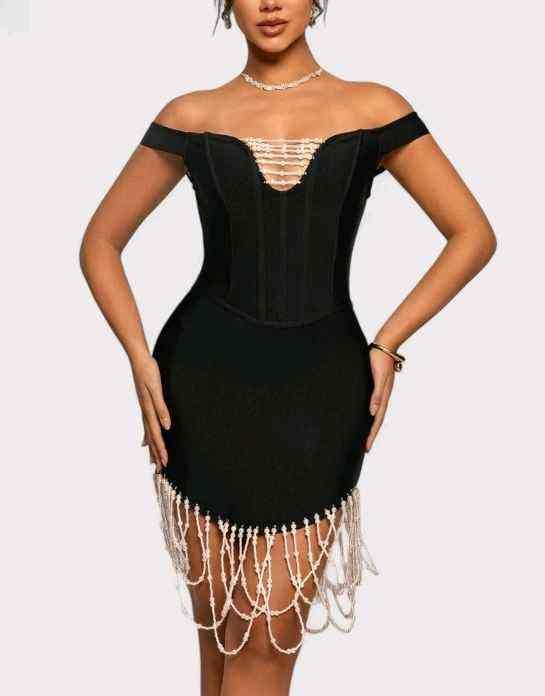 Off-Shoulder Mini Bleistiftkleid
