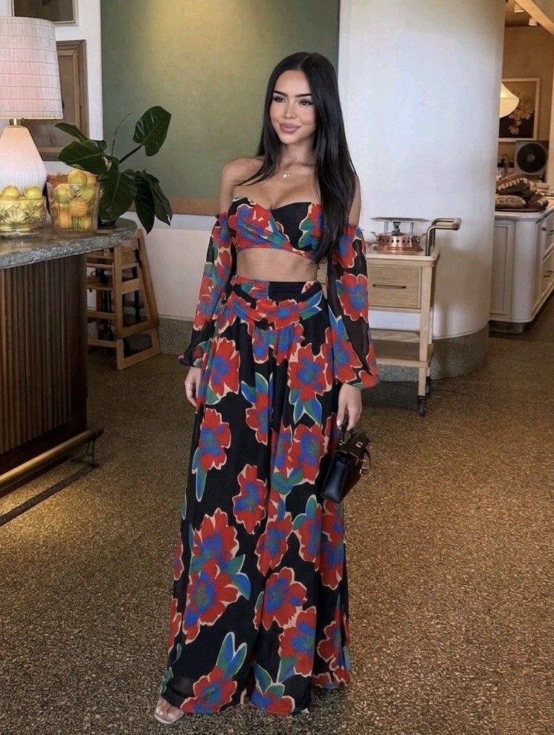 Bandeau-Maxi-Set mit Blumenmuster