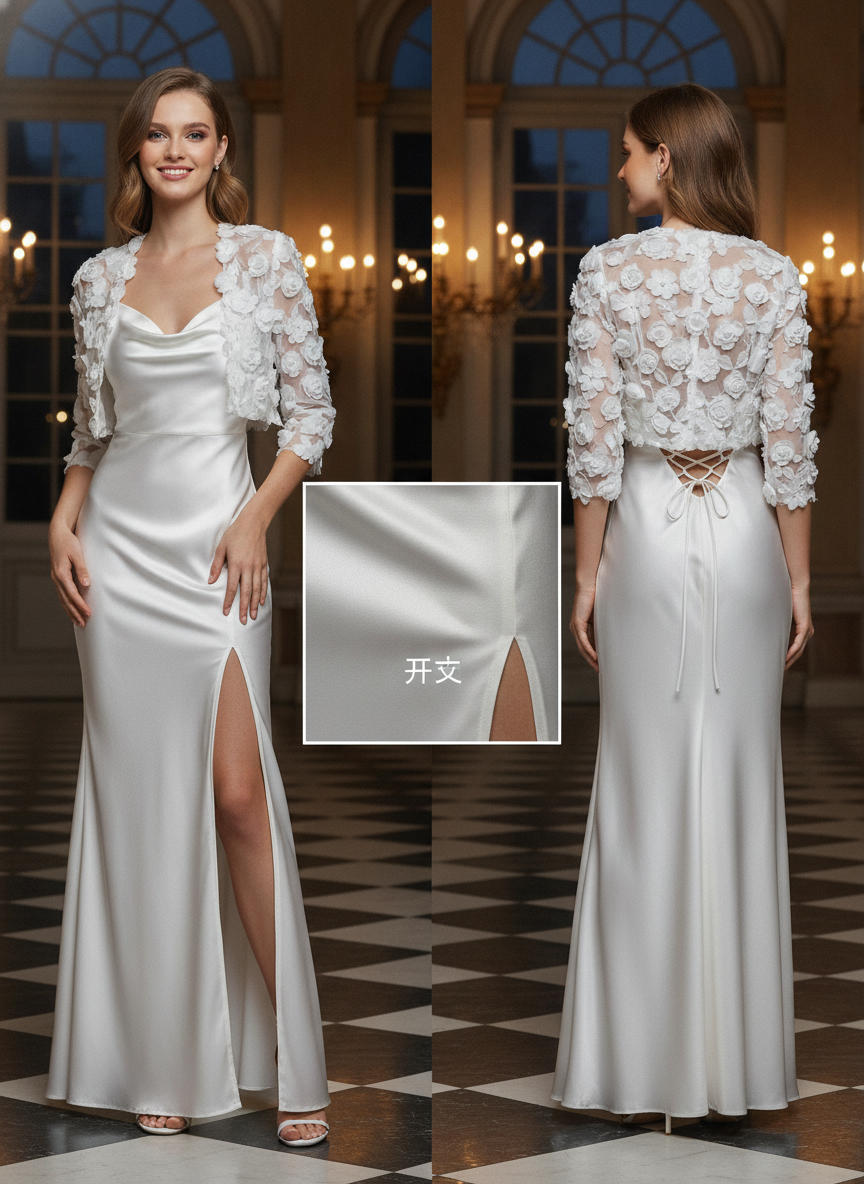 Maxi-Mermaid-Kleid mit Wasserfall-Ausschnitt
