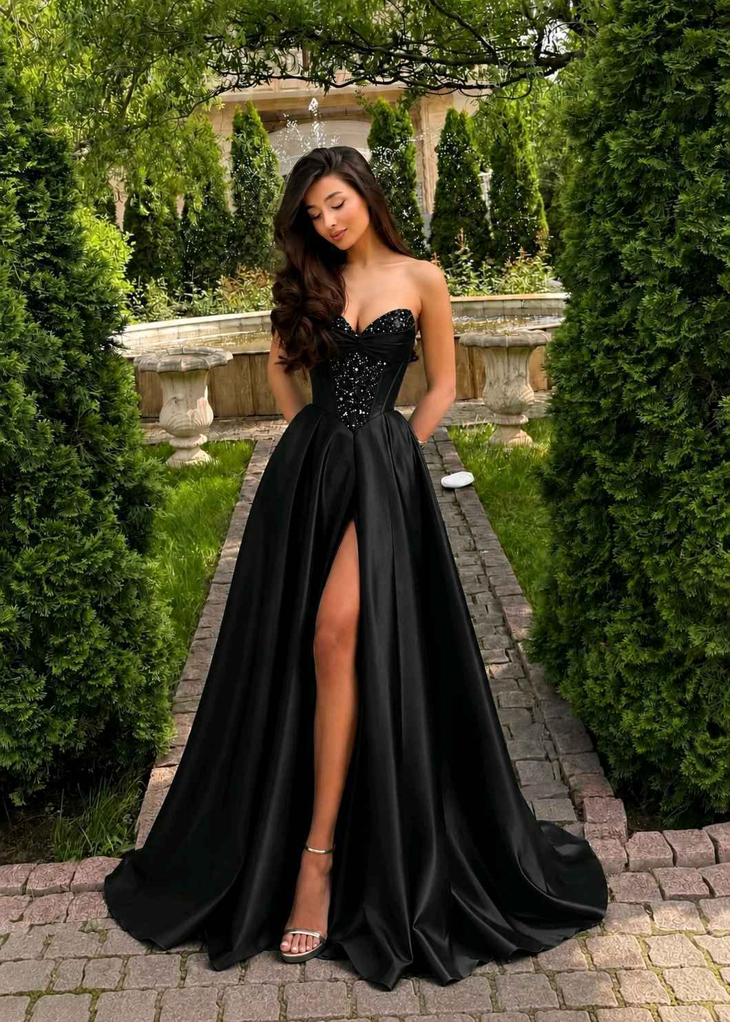 Maxi-Korsettkleid mit Pailletten