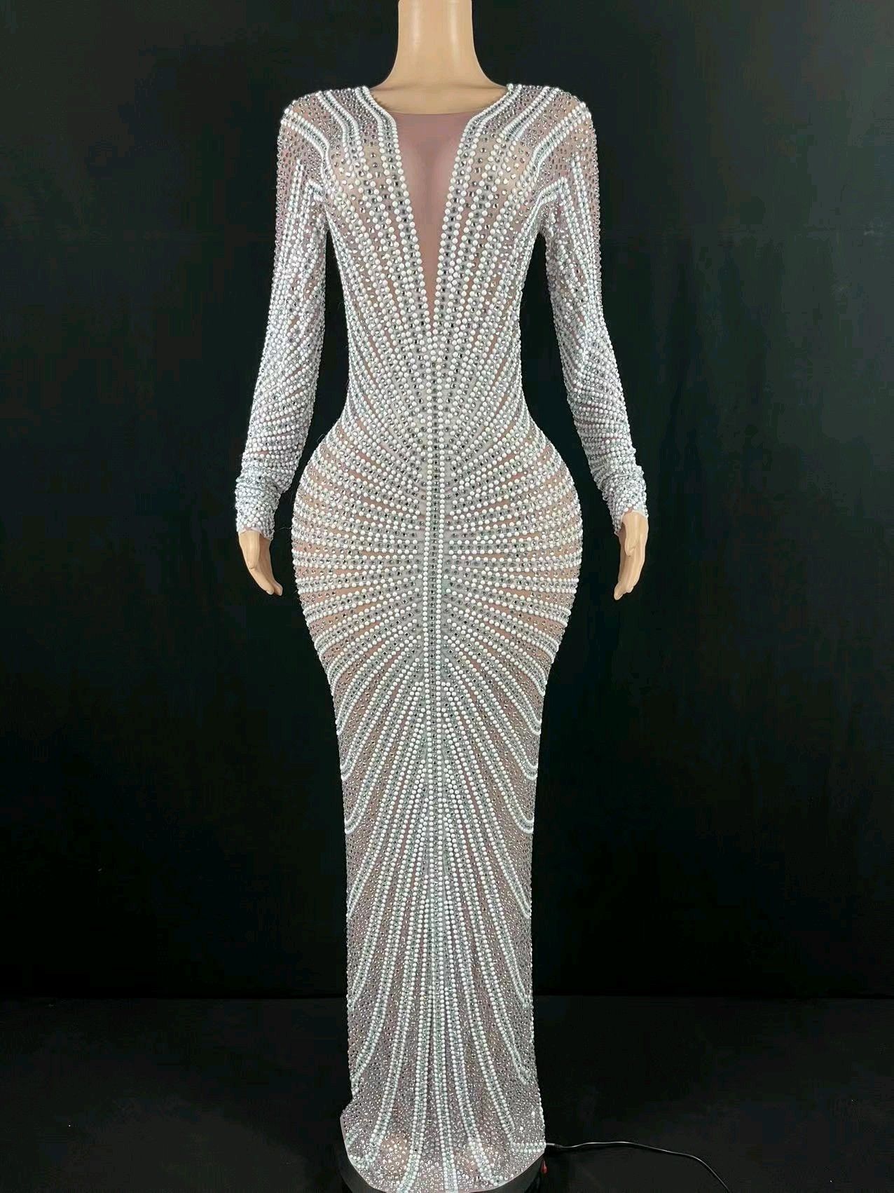 Maxi Bleistiftkleid mit V-Ausschnitt