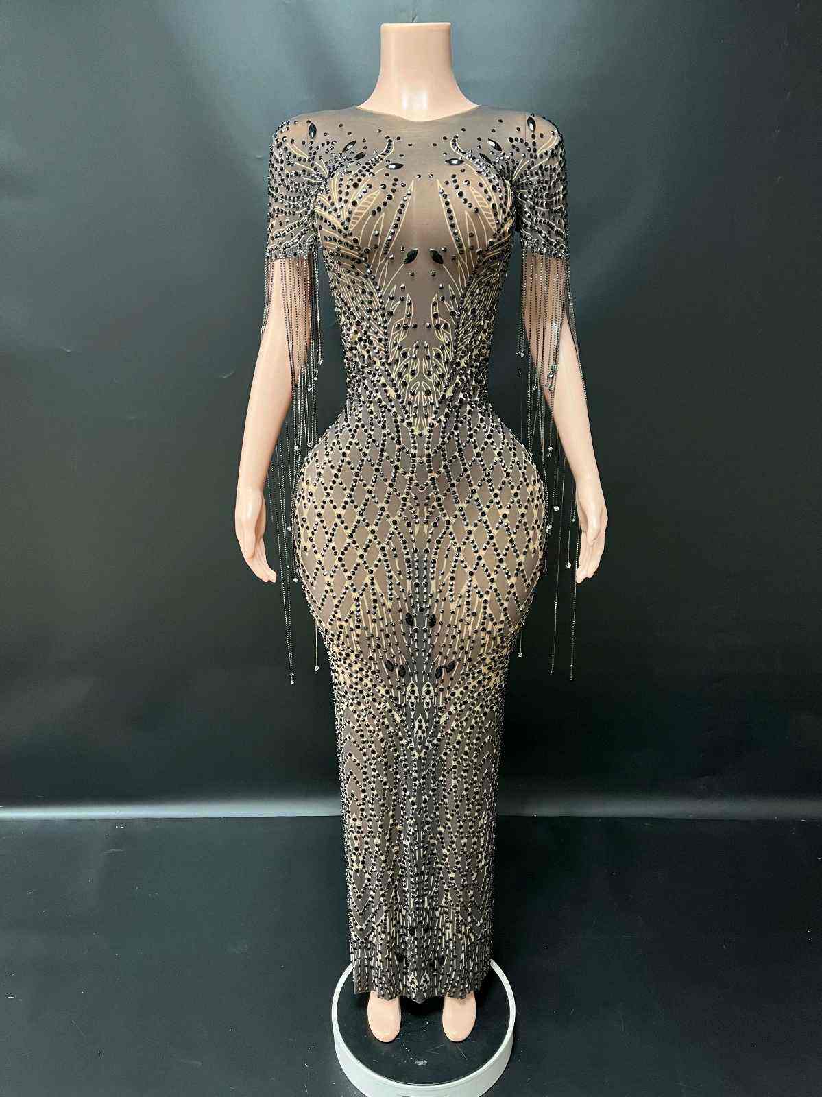 Pencil-Maxikleid mit Pailletten