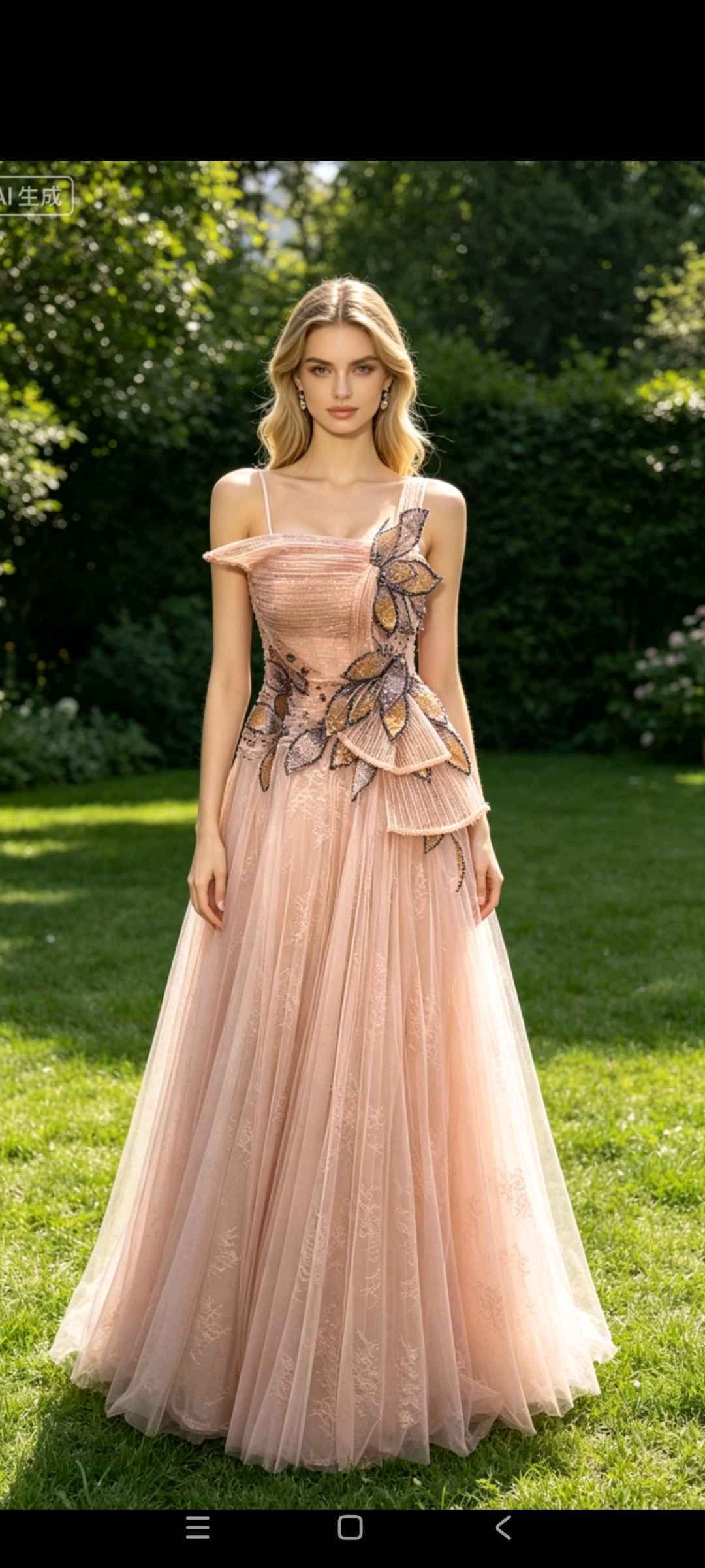 Figurbetontes Maxikleid mit verzierten Applikationen