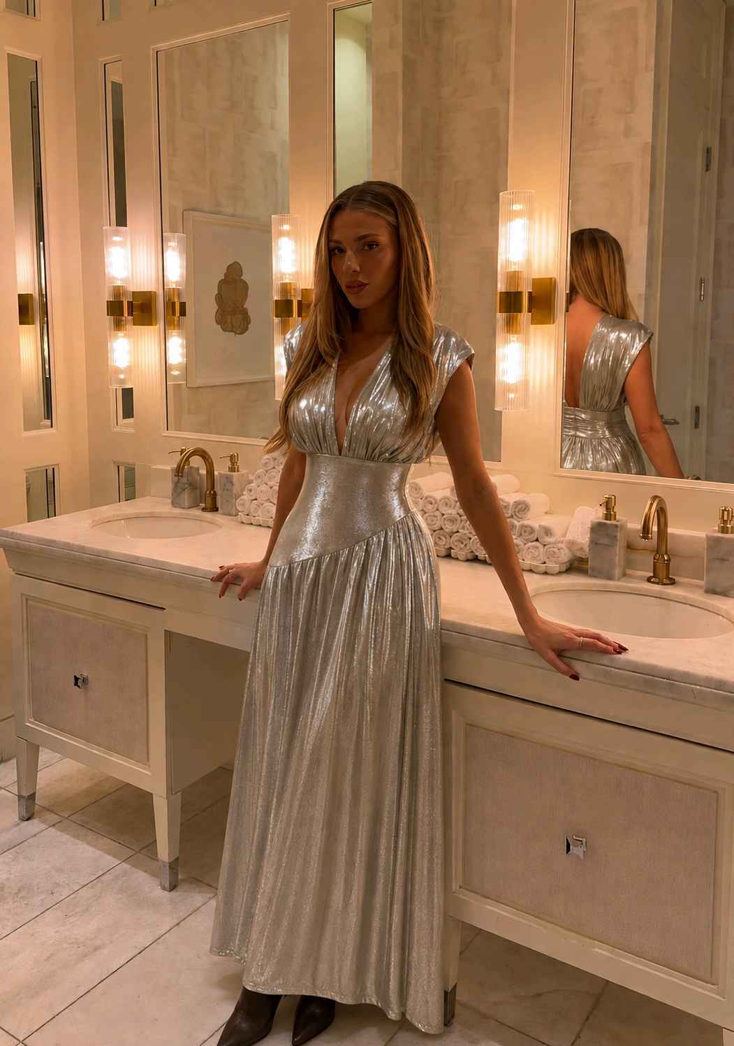 Maxikleid mit V‑Ausschnitt