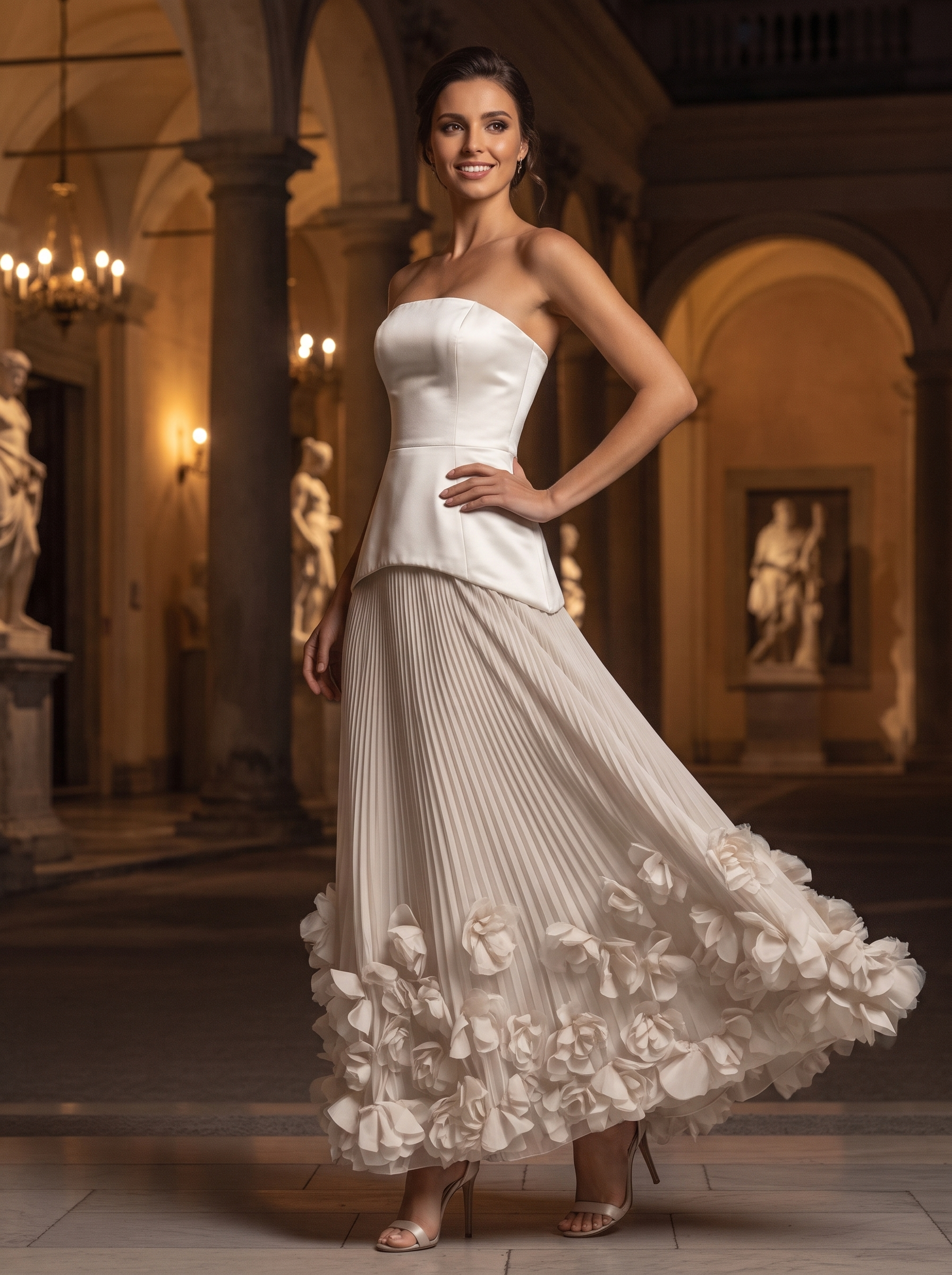 Plissiertes Maxi-Kleid Herz