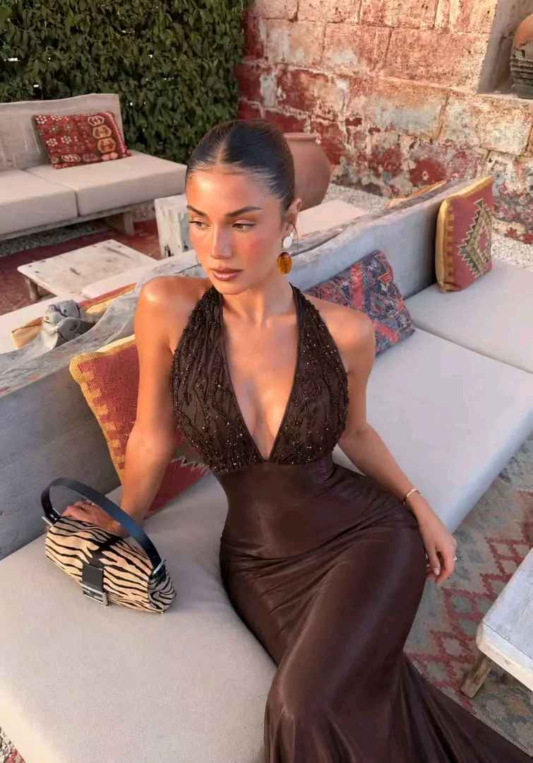 Maxi-Mermaid-Kleid mit Neckholder