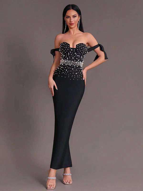 Maxi-Bleistiftkleid mit Freiem Schulterausschnitt