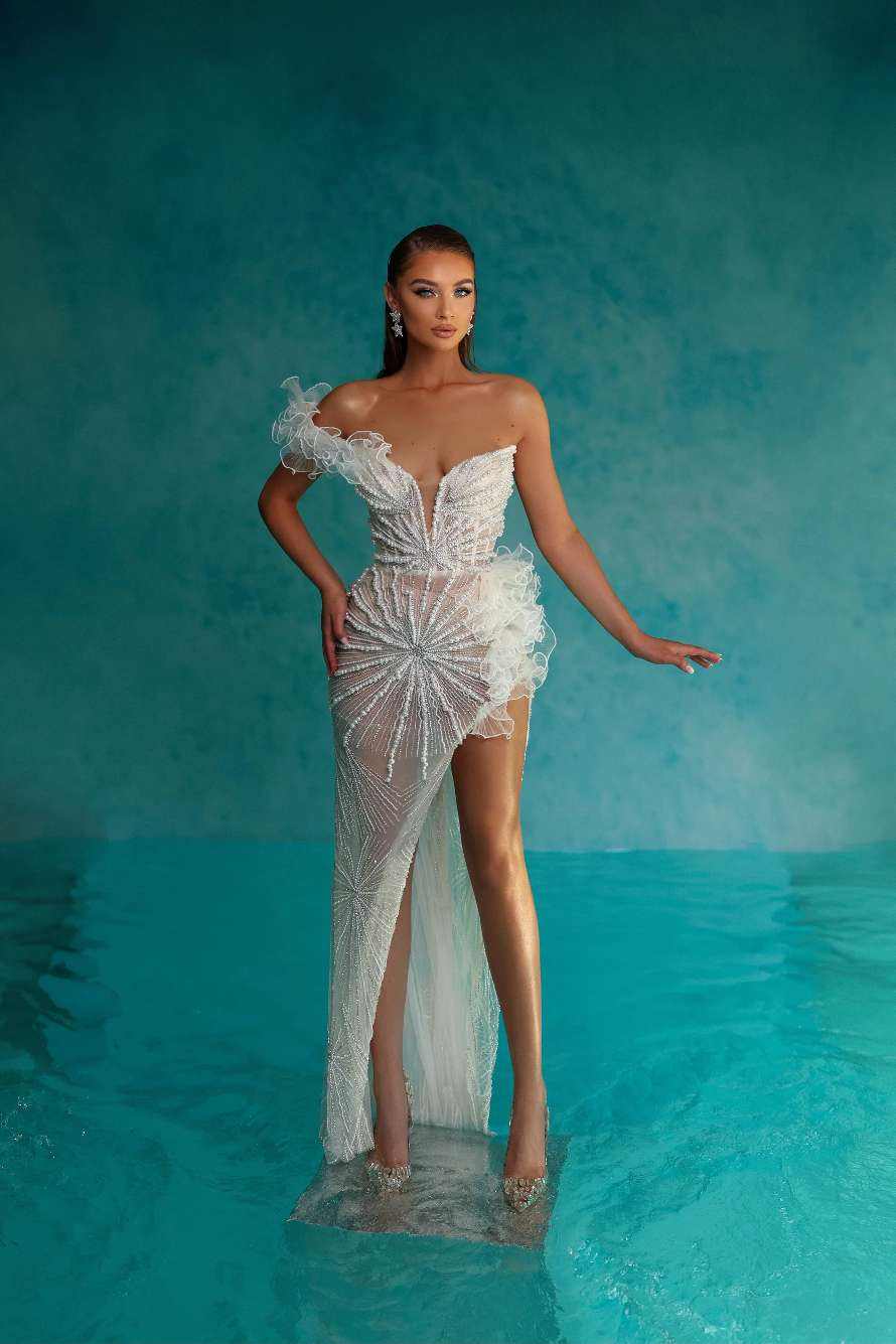 Maxi Bleistiftkleid mit Rüsche