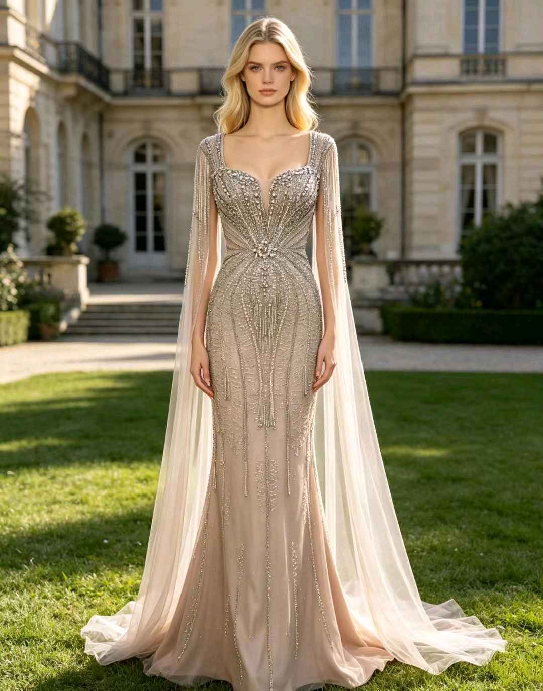 Maxi-Mermaid-Kleid mit Bestickung