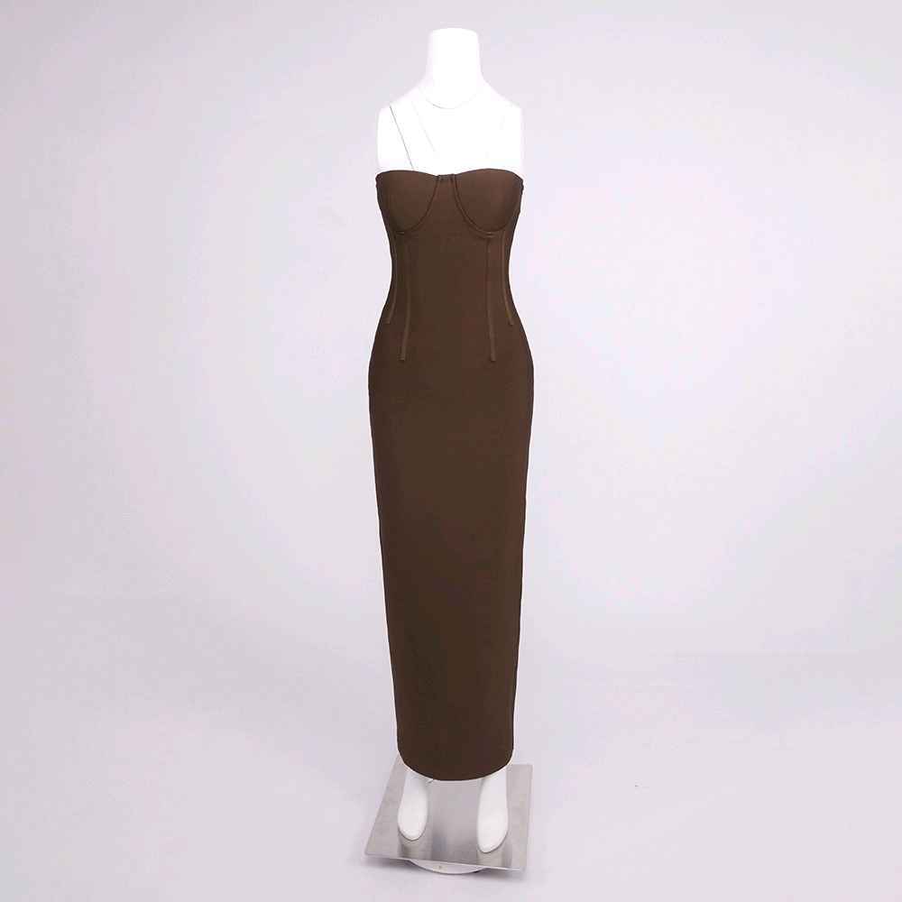 Maxi-Korsettkleid ohne Träger mit Schlitz