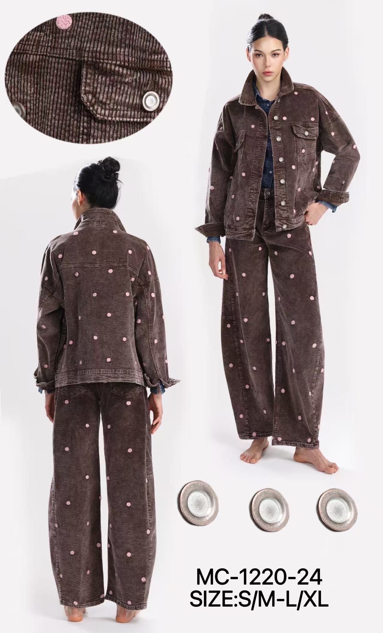 Oversize-Katana aus Cord mit Pünktchen