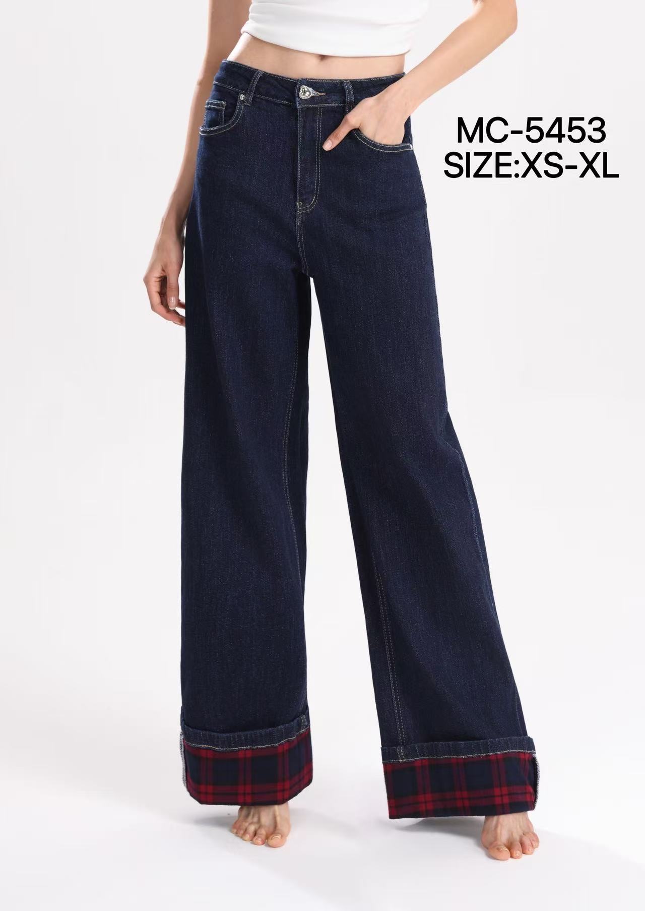 Weite Jeans mit Karomuster