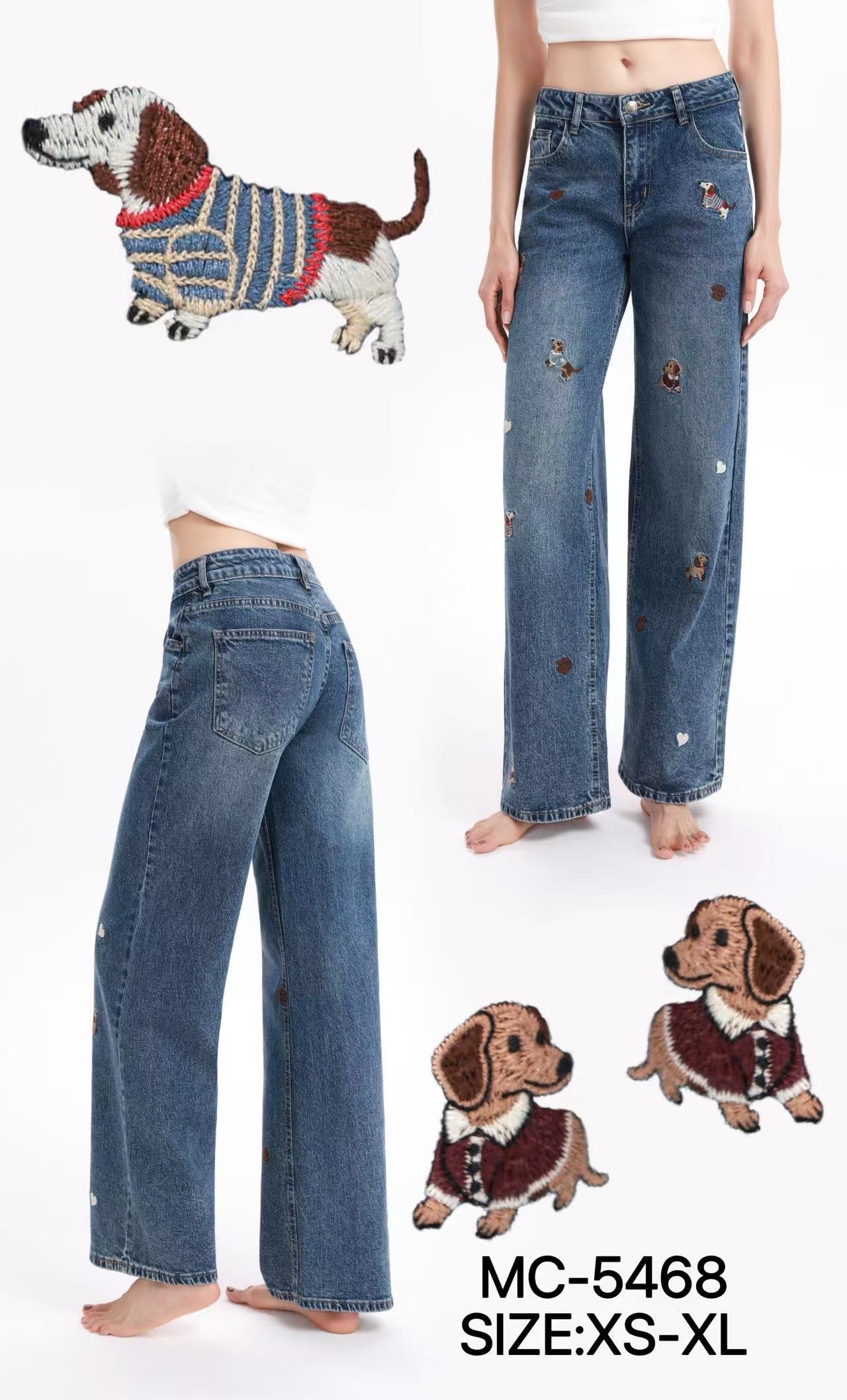 Weite Jeans mit Stickerei