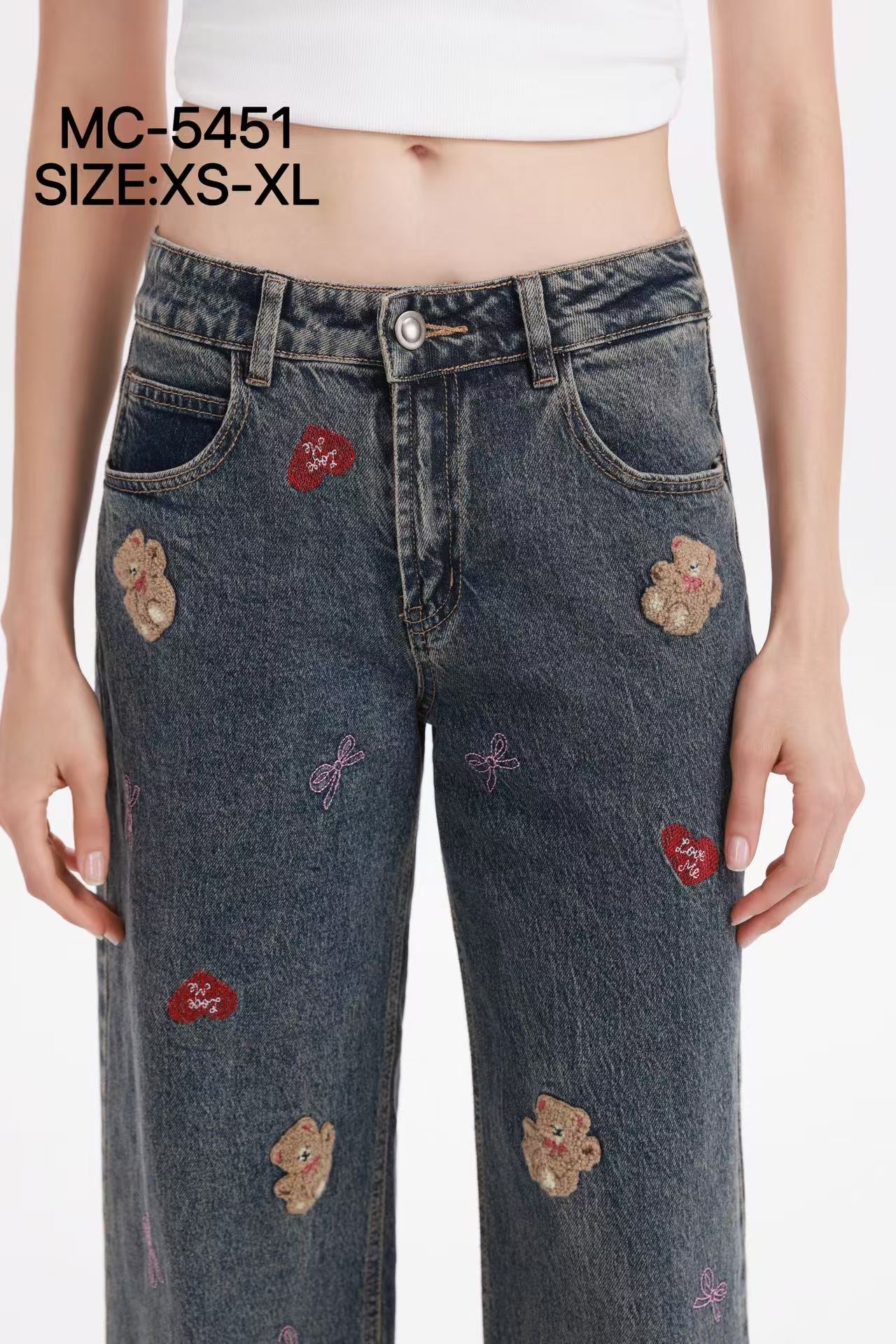 Straight-Jeans mit Stickerei