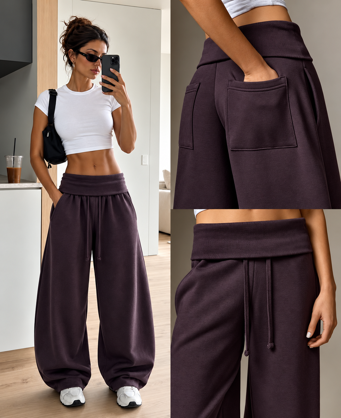 Wide-Leg-Hose mit Kordel