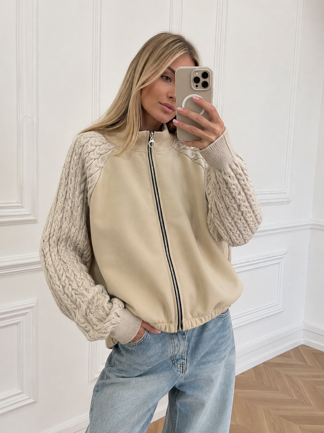 Bomber-Sweatshirt mit Stehkragen