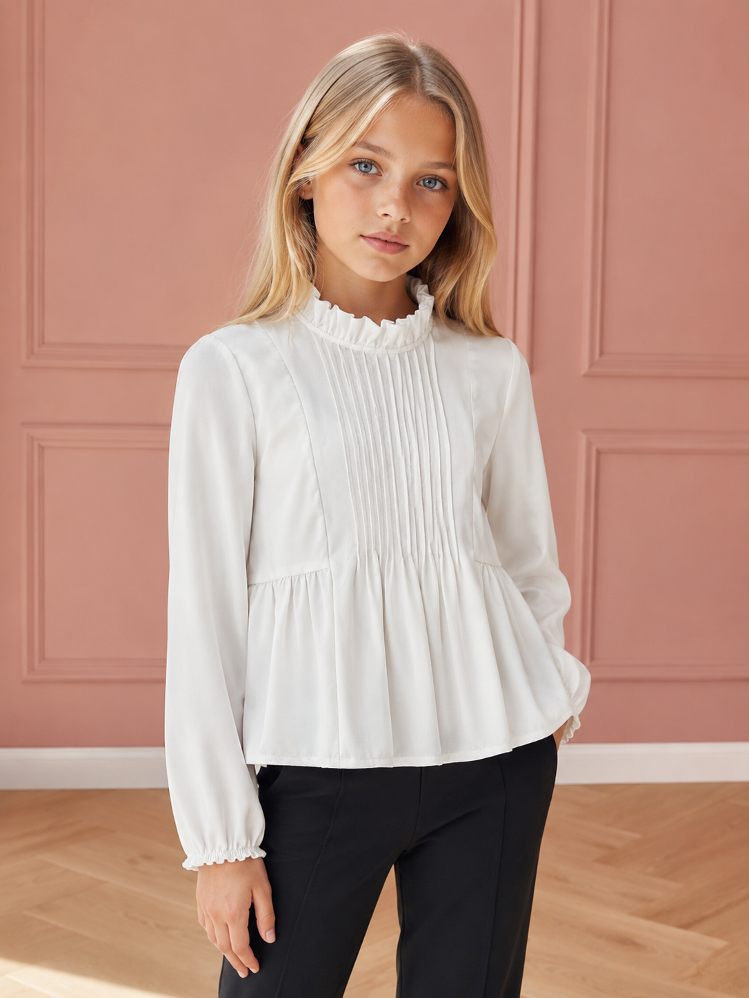 Regular-Bluse mit Basken