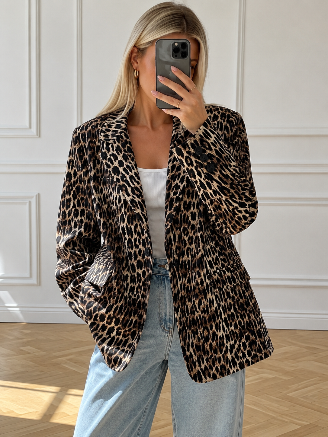 Tailliertes Blazer mit Leopardenmuster