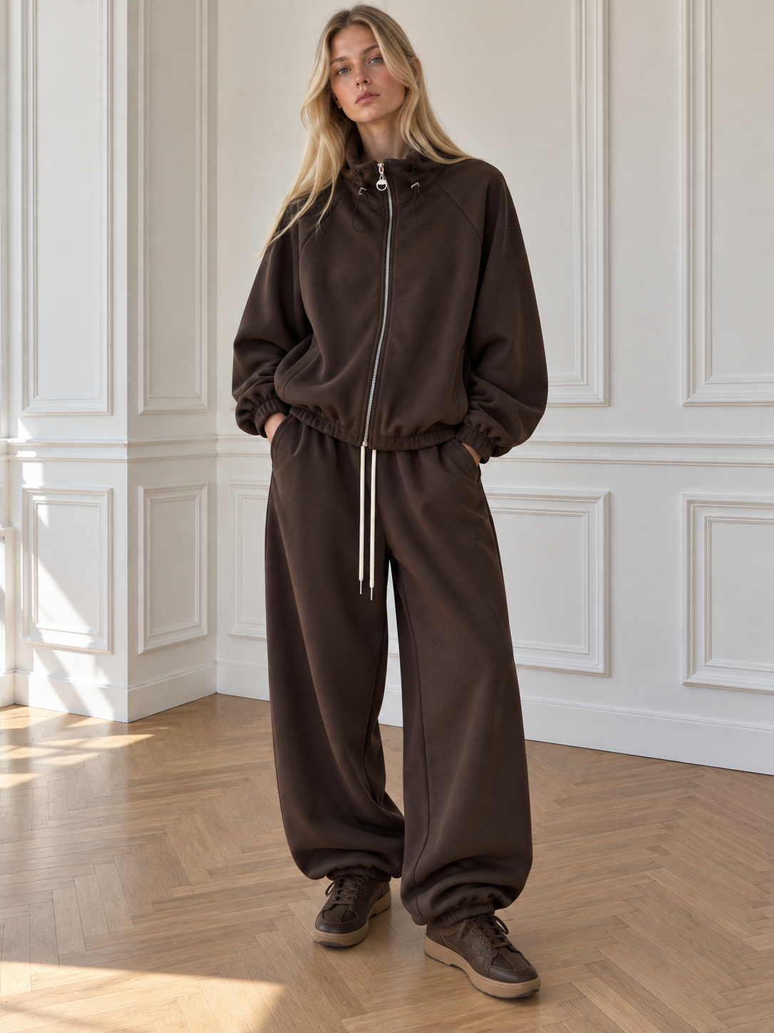Oversized Jogging-Set mit Stehkragen