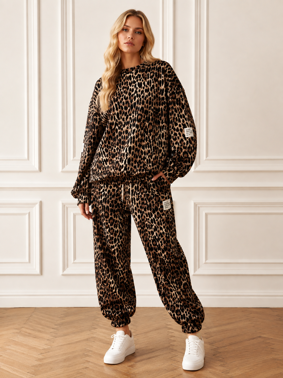 Lässiges Jogging-Set mit Leopardmuster