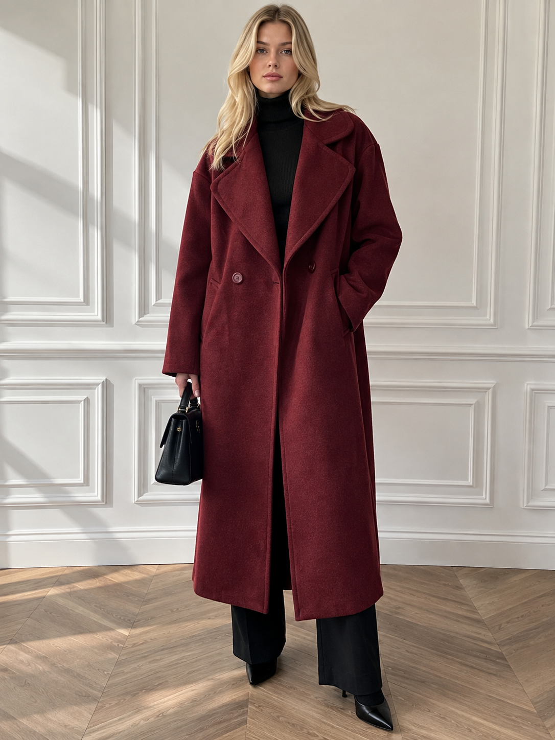 Oversize-Midi-Mantel mit Revers