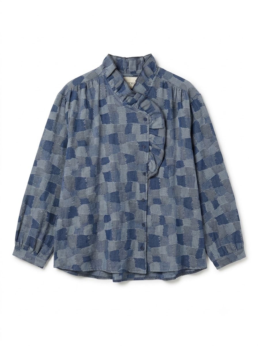 Regular-Bluse mit Rüsche