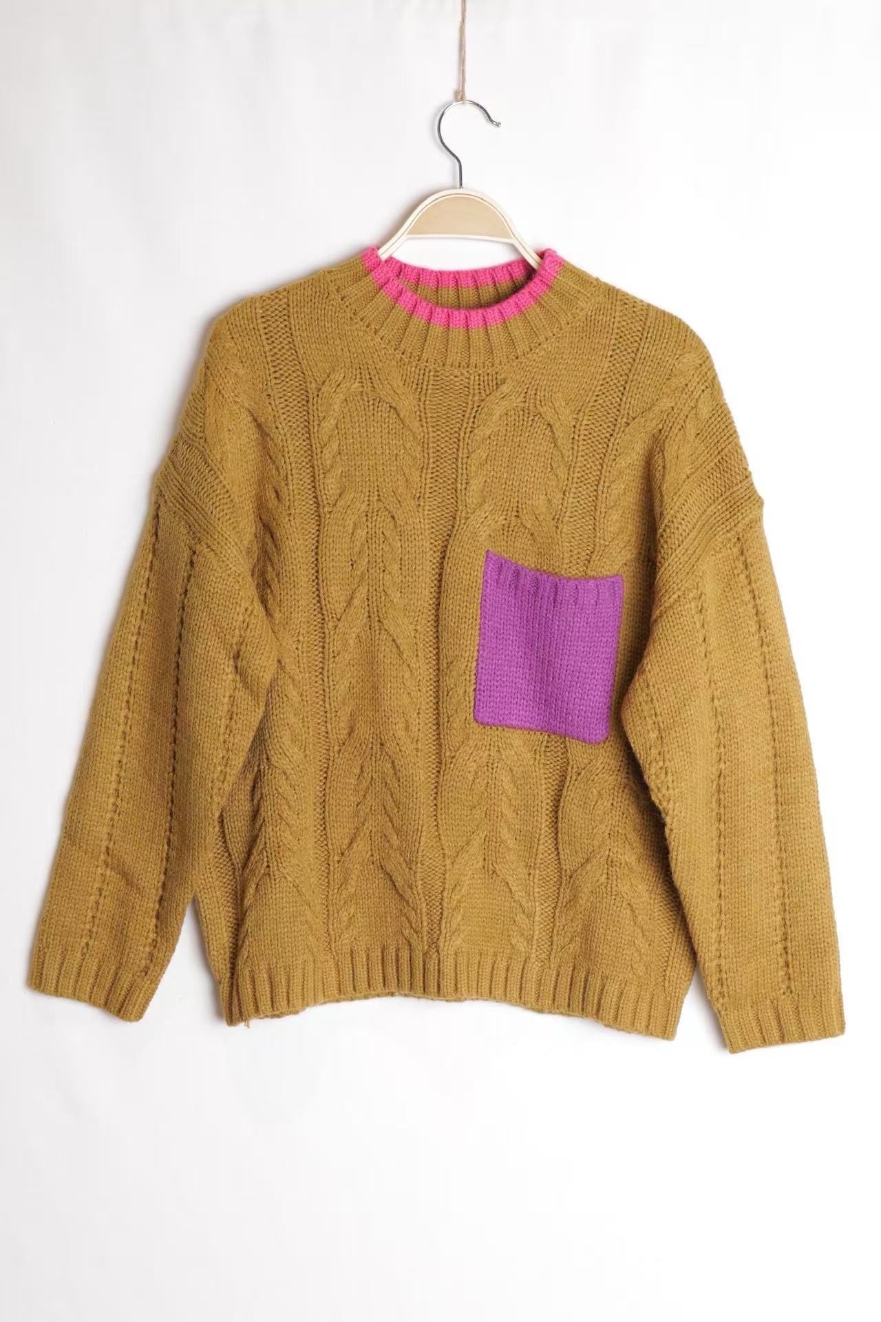 Regular Strickpullover mit Zopfstrick