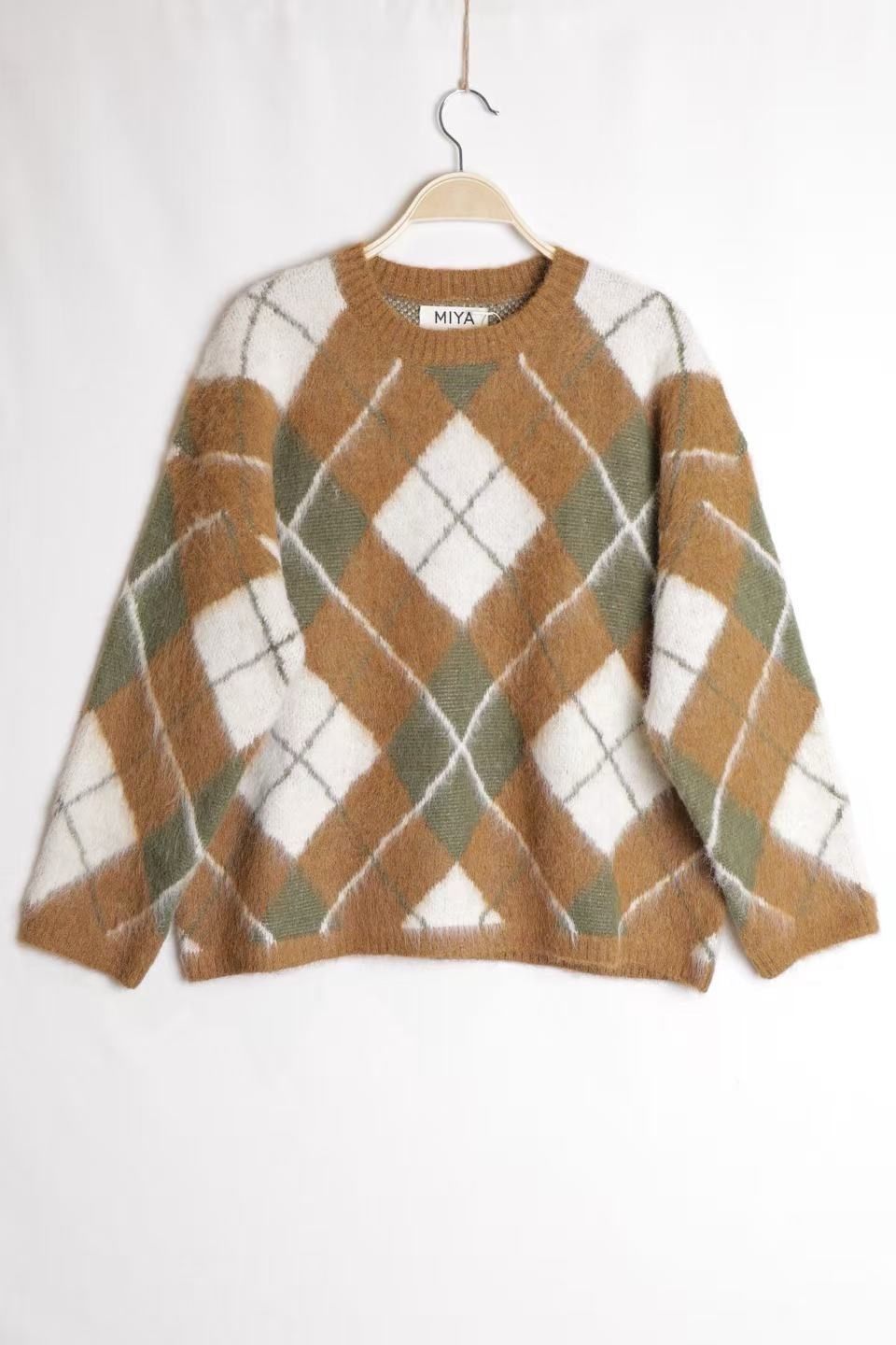 Lockerer Pullover mit großem Karo