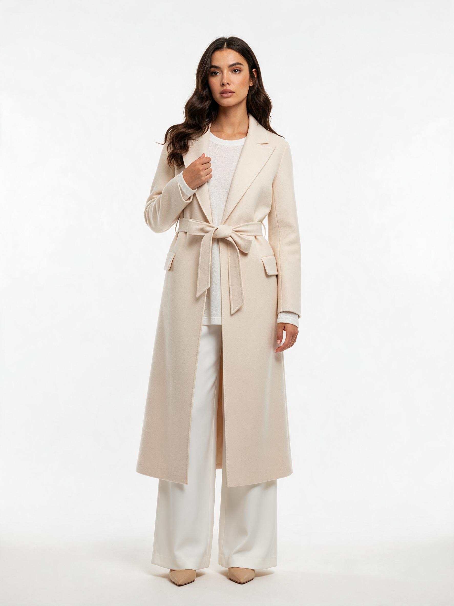 Maxi A‑Line Mantel mit Bindegürtel