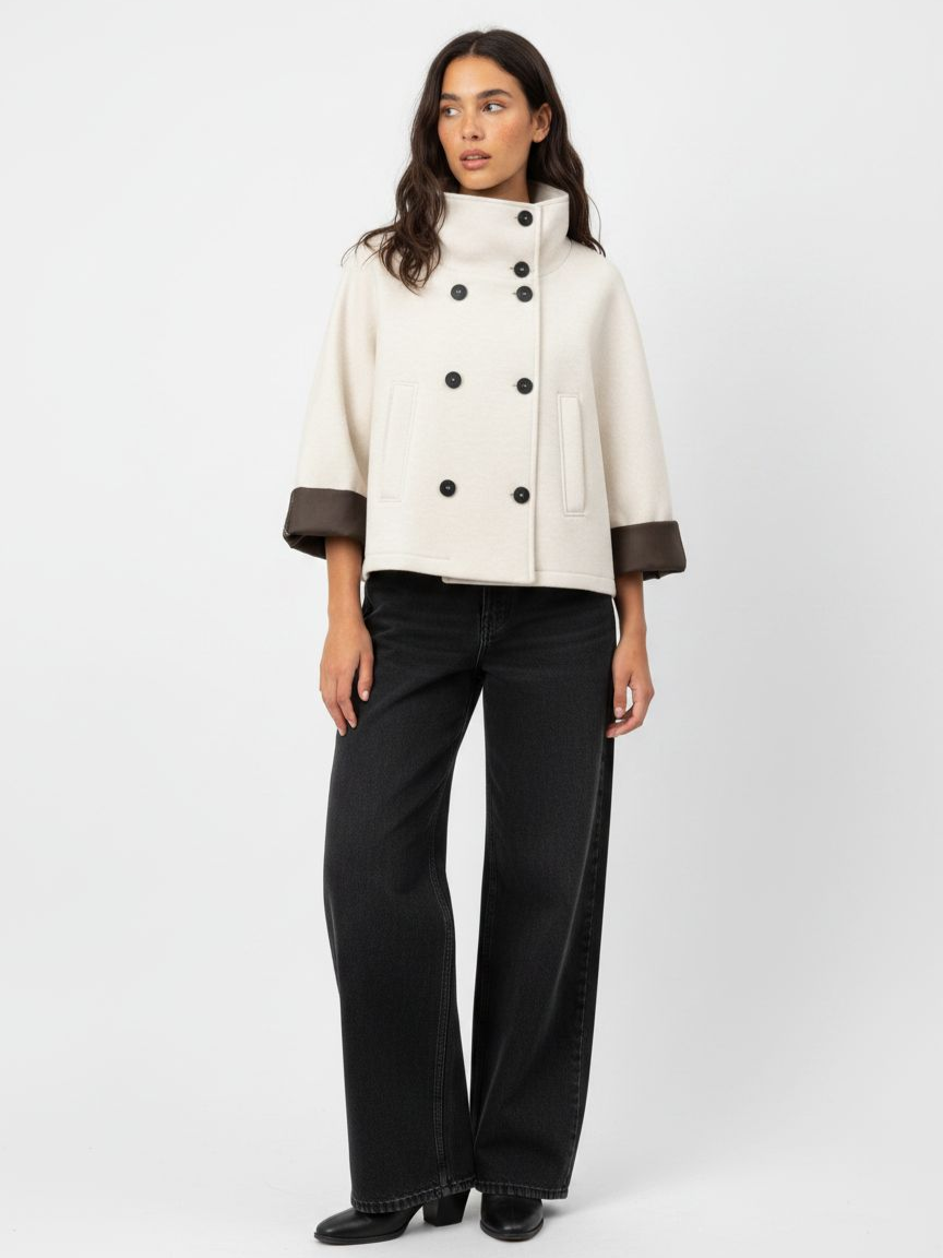 Boxy-Jacke mit hohem Stehkragen
