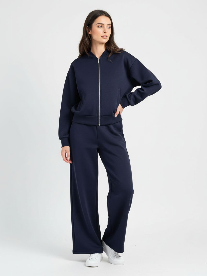 Set aus Bomberjacke und Wide‑Leg‑Hose