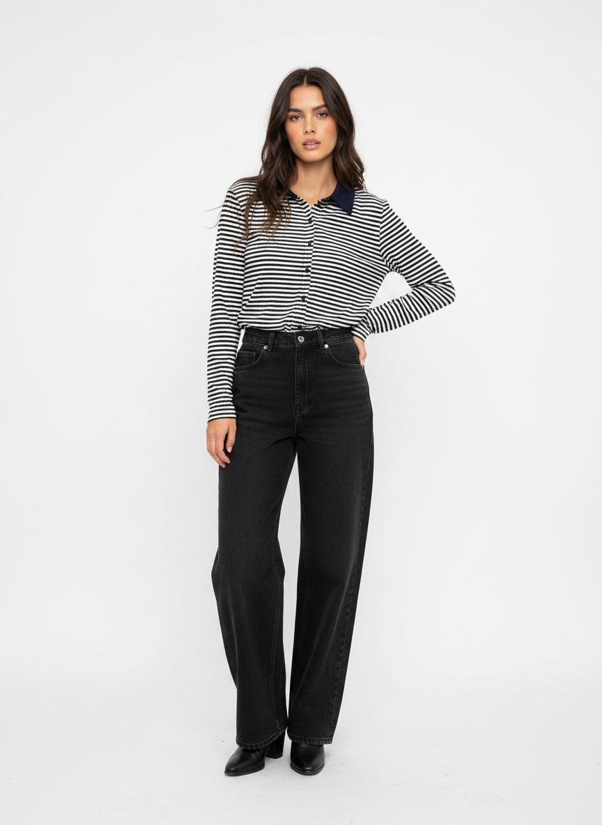 Bluse mit Kragen und Streifen