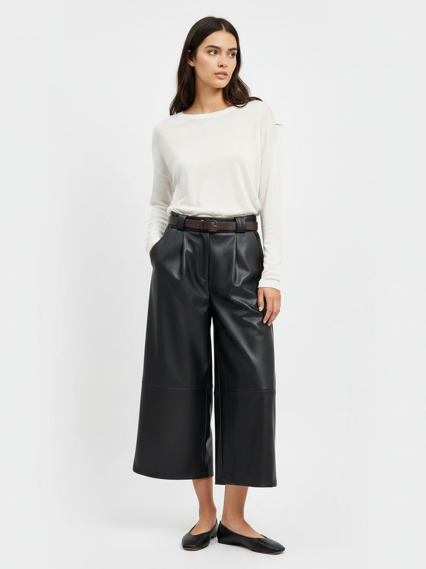 Culotte-Hose mit Bundfalten