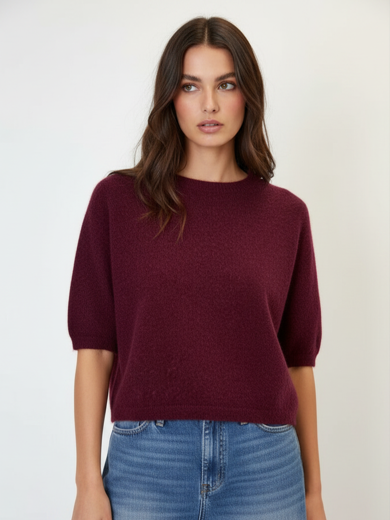 Flauschiger Pullover mit Puffärmeln