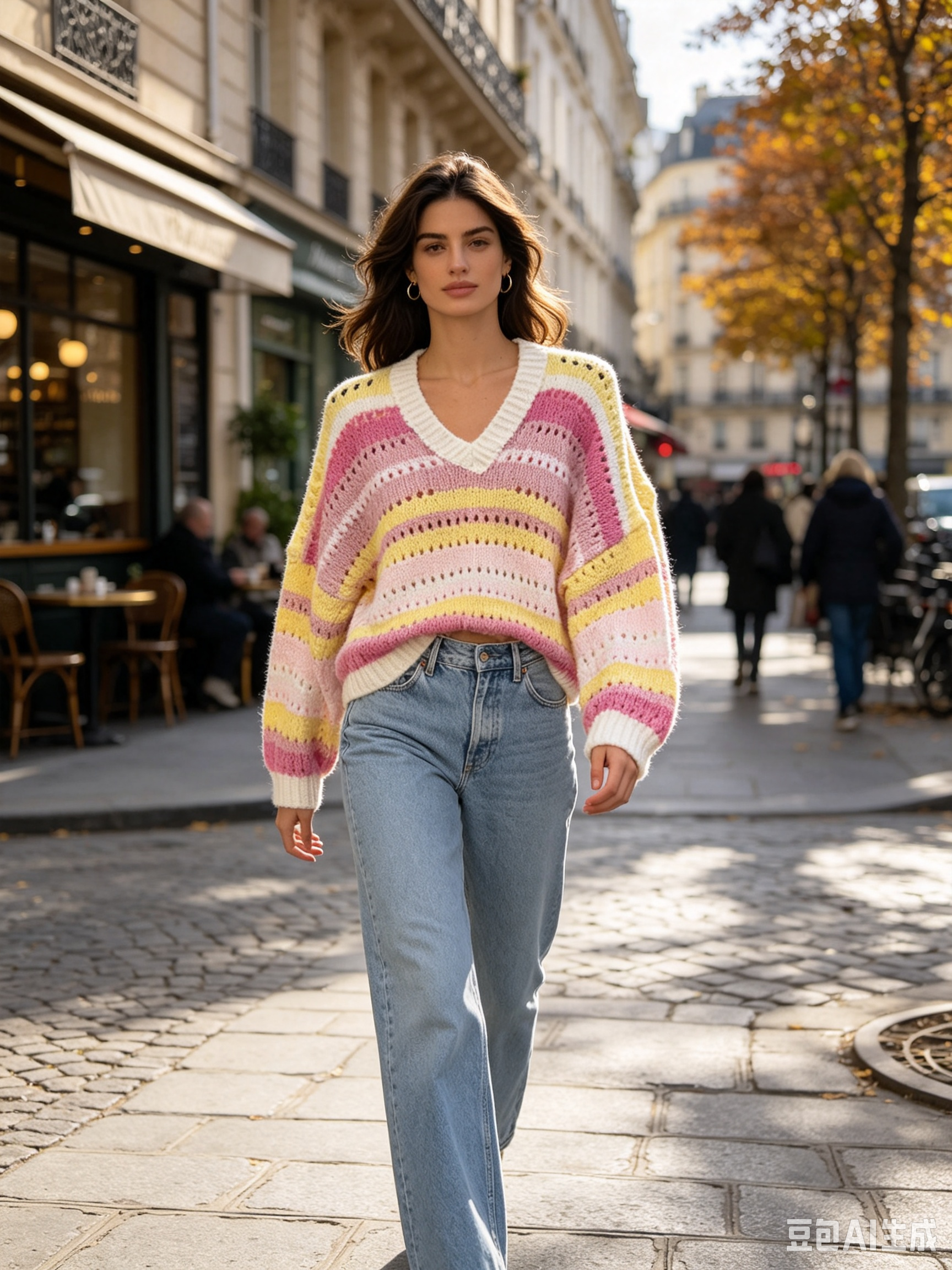 Oversize-Feinstrick mit Streifen
