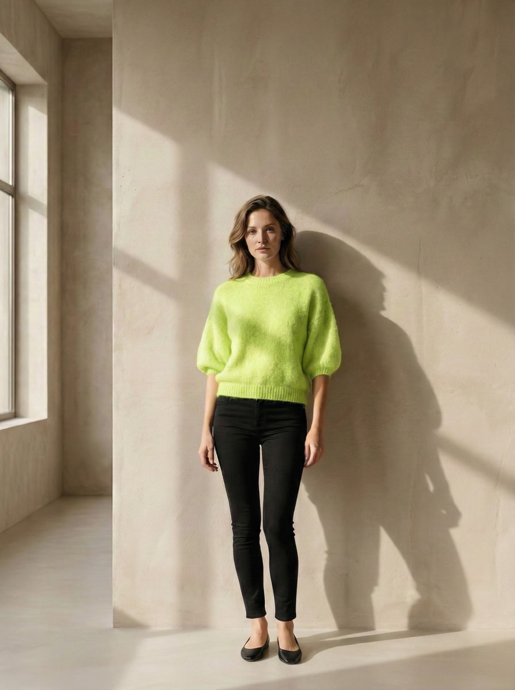 Flauschiger Pullover mit Puffärmeln