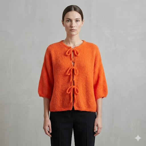 Lockerer Cardigan mit Schleife