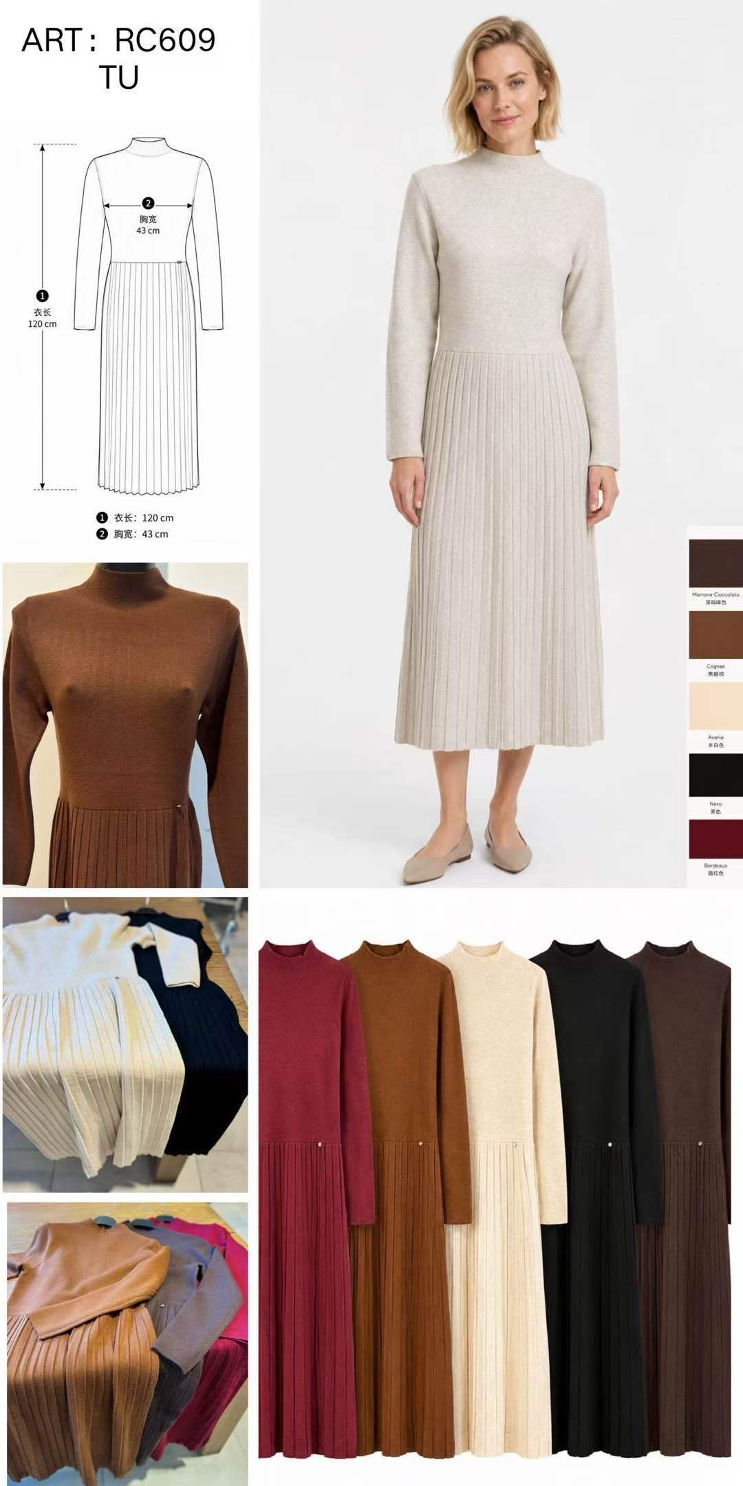 Midi A-Linie Kleid mit Stehkragen