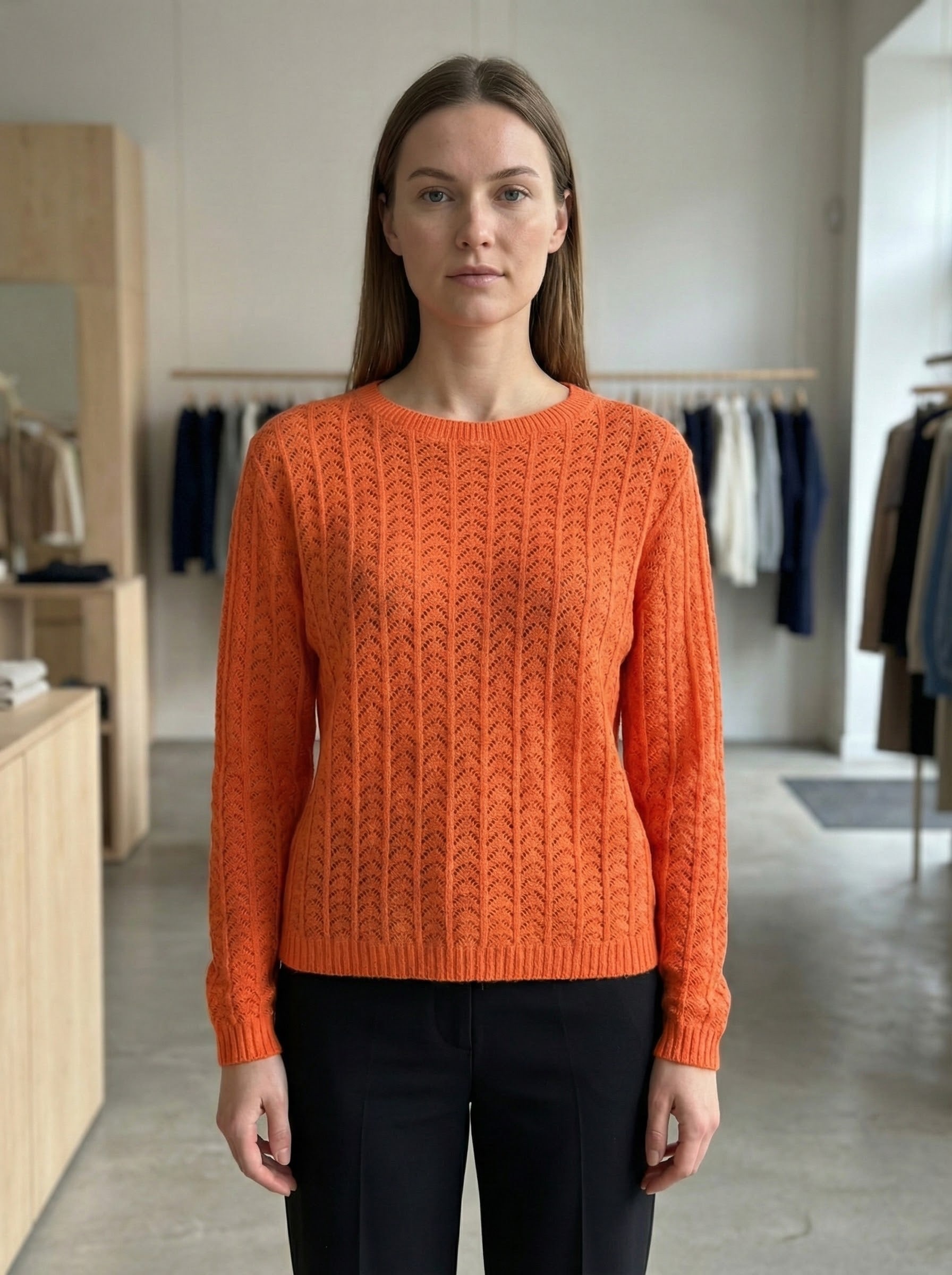 Gerippter Pullover mit Rundhalsausschnitt