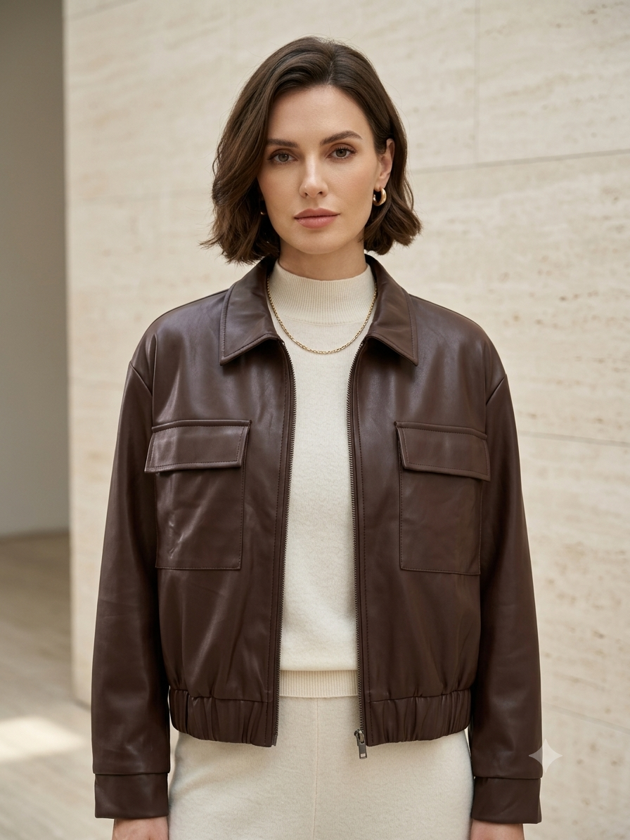 Kurze Jacke aus Kunstleder