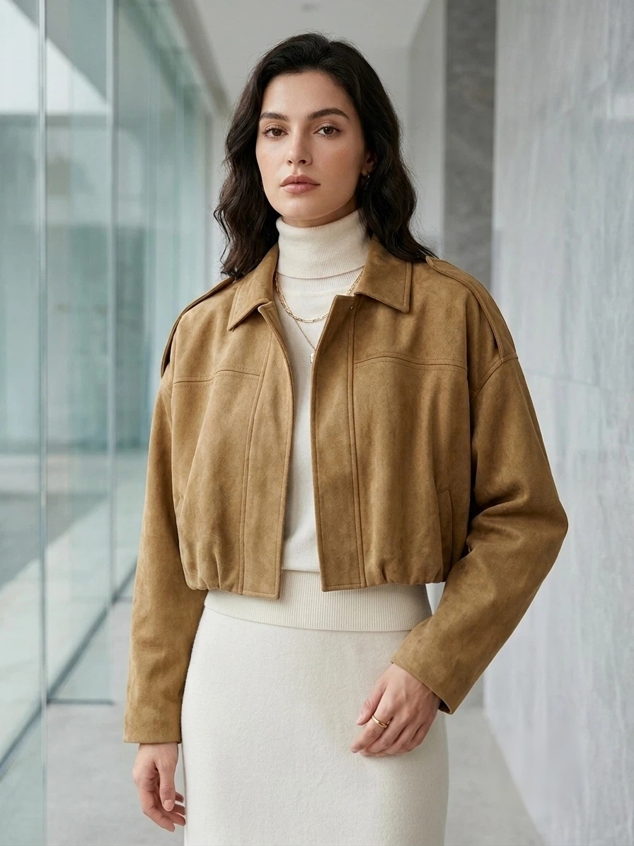 Oversized kurze Bomberjacke mit Hemdkragen
